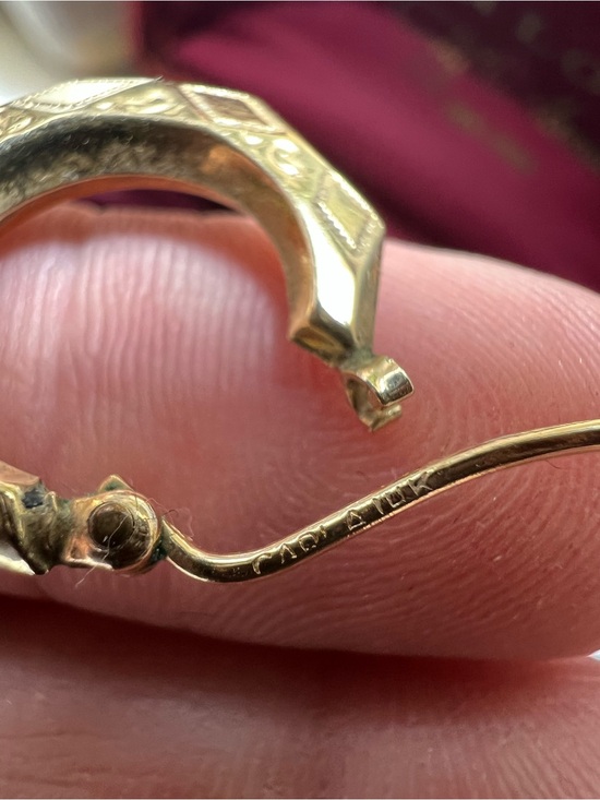 10K yellow gold bohemian hoop earrings main image 1